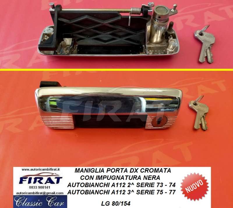 MANIGLIA PORTA AUTOBIANCHI A112 2^ - 3^ SERIE DX 80/154